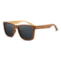 Wayfinder polarized sunglasses with dark grey lenses and zebrawood frame